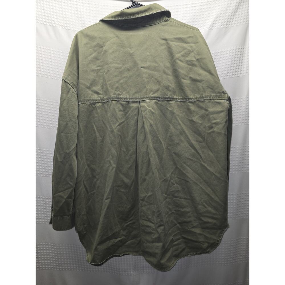 SO Washed Denim Shirt Jacket Womens Oversized Large Green 8431 - Picture 6 of 7